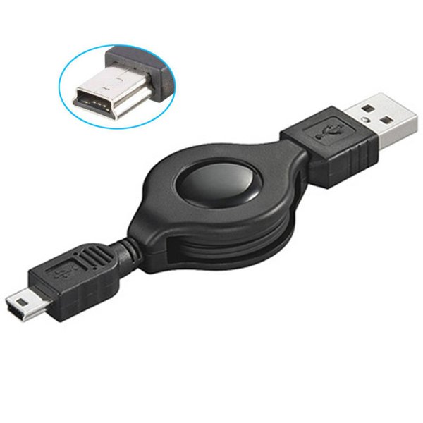 K07 80cm USB 2.0 Kabel ausziehbar A Stecker auf Mini 5 Lade / Datenkabel Adapter