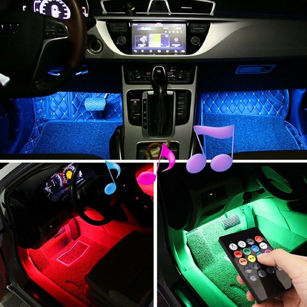 B01C RGB 8 Farbe 48 LED Streifen Licht Musik Fernbedienung Auto Innenbeleuchtung