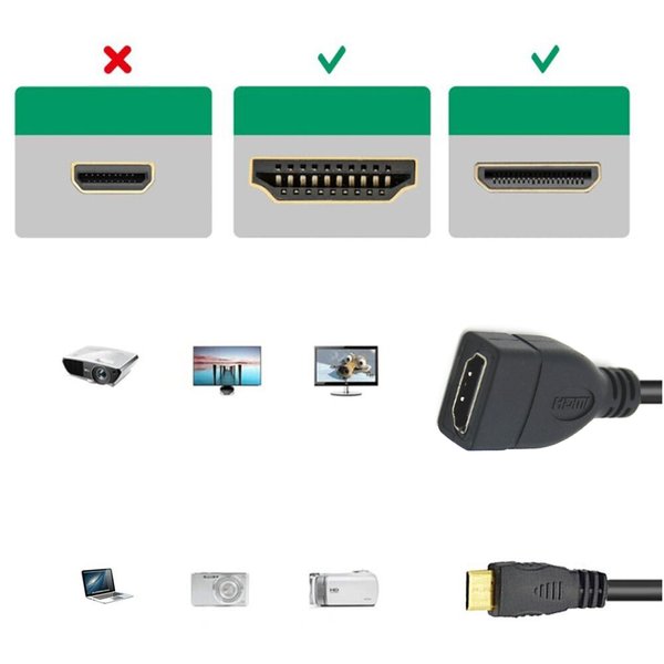 F28 17cm Mini HDMI Typ D Stecker auf HDMI Buchse Adapter Kabel Stecker HD TV
