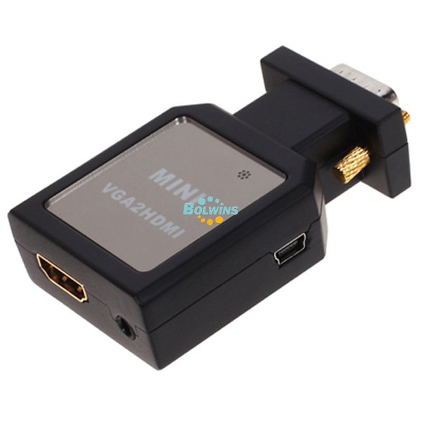 B05D VGA zu HDMI Video Audio Konverter Wandler Adapter USB Stromversorgung