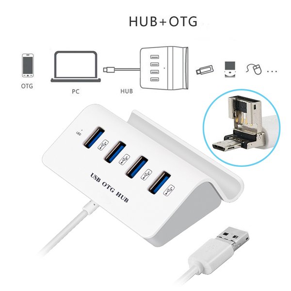 A37C 2in1 USB & micro USB OTG Hub Adapter Data Bracket Handyhalter f Smartphone