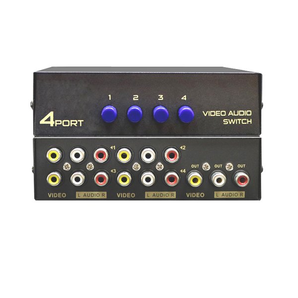 E32C 4*Weg Audio Video AV RCA Switch Selector Box Splitter Umschalter 3RCA Kabel