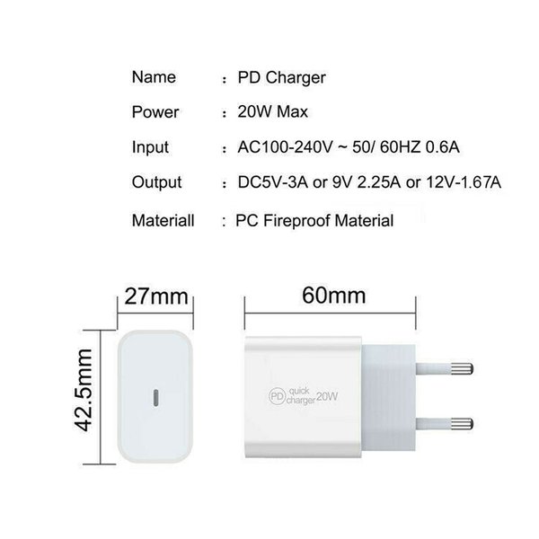 L42C 20W Schnell Ladegerät Charger Typ-C USB C für Smartphone Pad Pod Netzteil