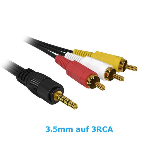 G08 3.5mm Klinke auf Cinch RCA Composite Audio Video AV Kabel für TV Camcorder