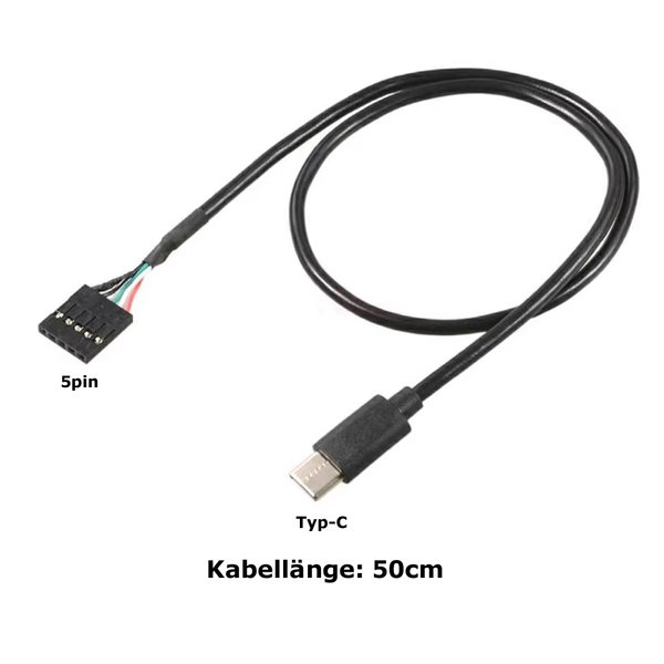 F01 Pinheader 5-polig auf USB Typ-C Kabel 50cm 5p Header Buchse zu Typ-C Stecker
